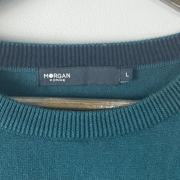 MORGAN HOMME Mens Green & Black Light Long Sleeve Sweater Size L H18-Timmy - Picture 4 of 8